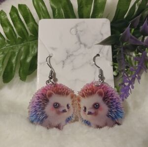 Rainbow Hedgehog Dangle Earrings